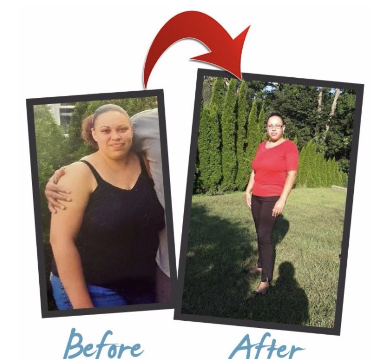 Before and after photos of a participant who lost 29 pounds and maintained the result