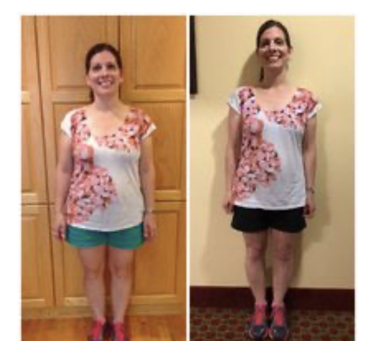 Before and after photos of a participant with improved fit and energy